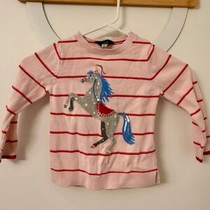 Pink Striped Kids Shirt with Horse Design